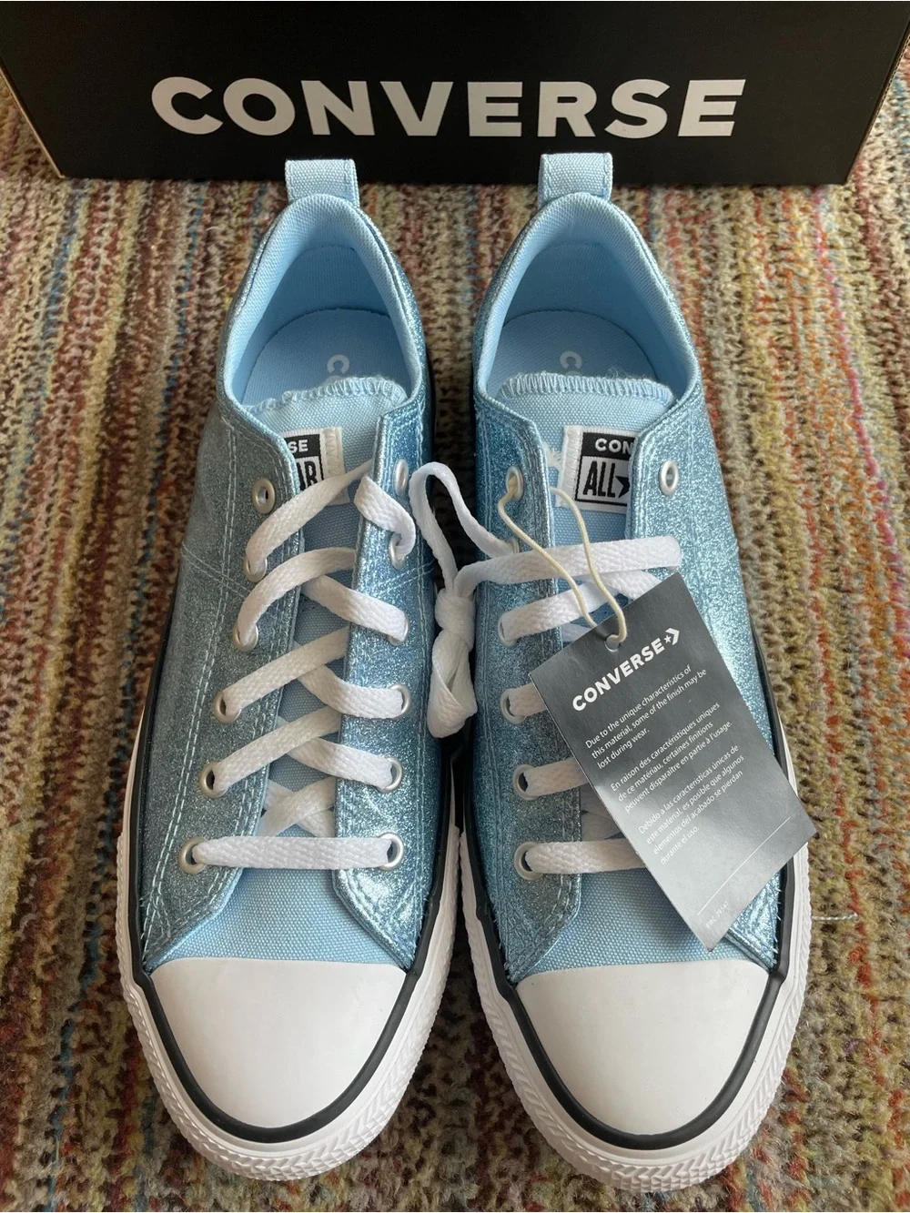 Converse CTAS Madison Ox Light Blue Glitter Low Tops - Women’s 8 (Kids 7) NWB